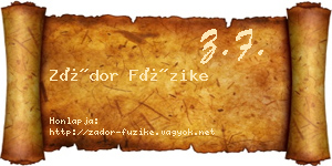 Zádor Füzike névjegykártya
